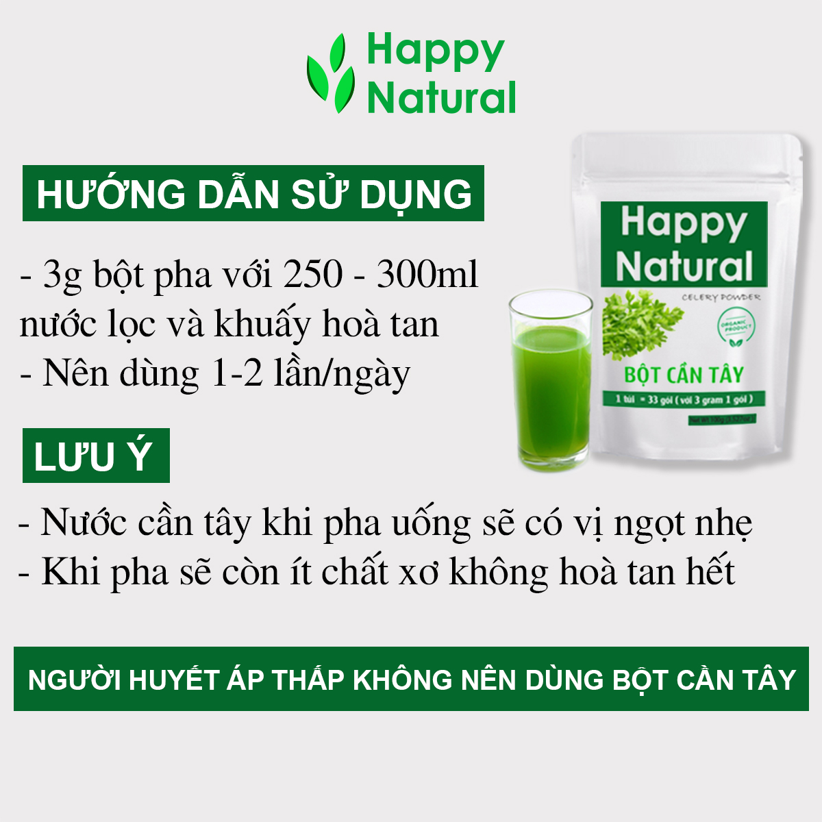 Bột Cần Tây Happy Natural Sấy Lạnh 100g