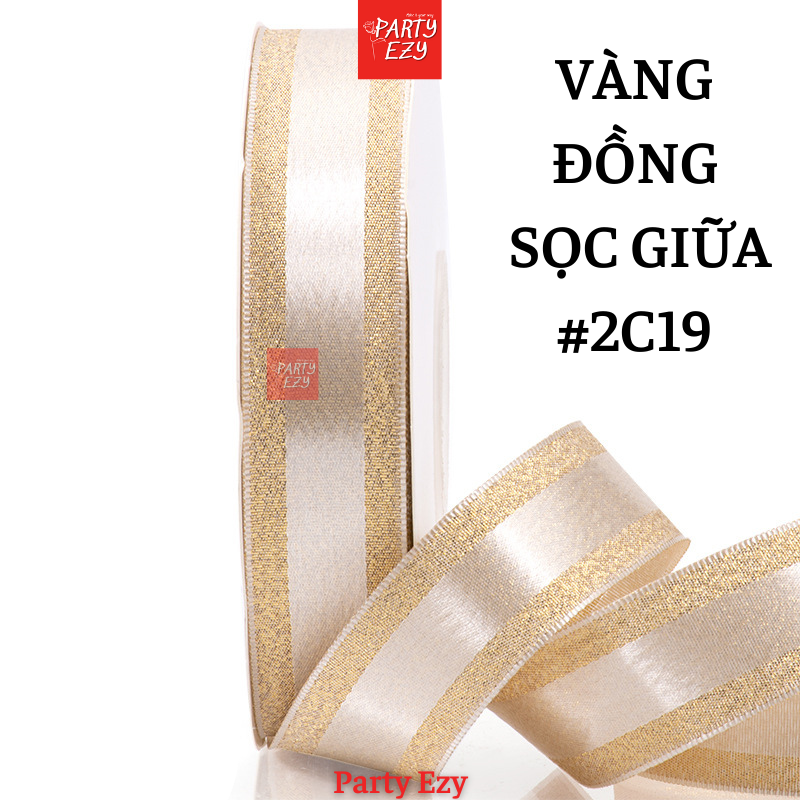 RUY BĂNG SỌC REN PHỐI SATIN 2 MẶT SIZE 2,5CM