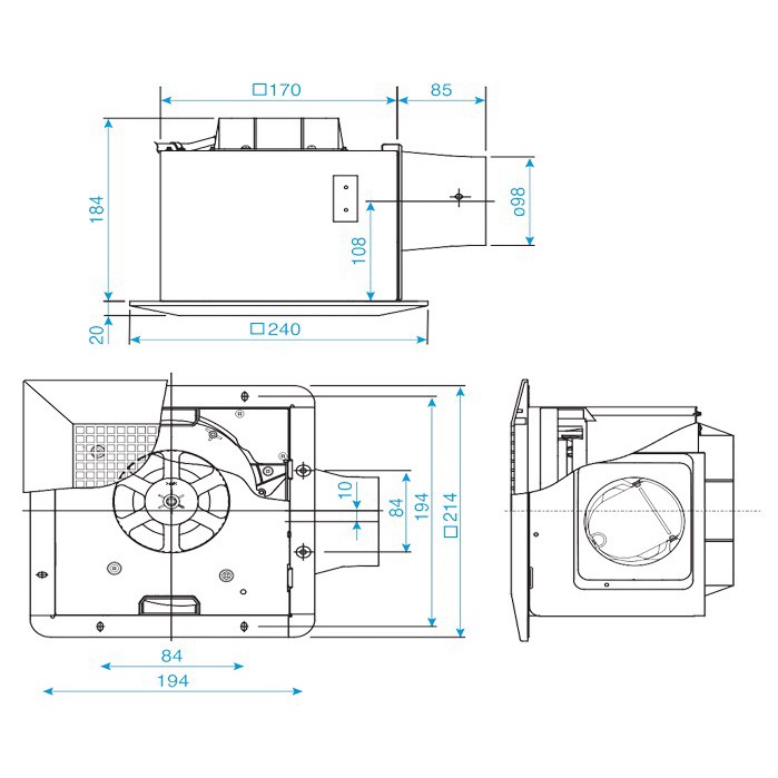 Quạt thông gió - hút ngang âm trần Panasonic FV-17/24CU8 - hiệu năng cao