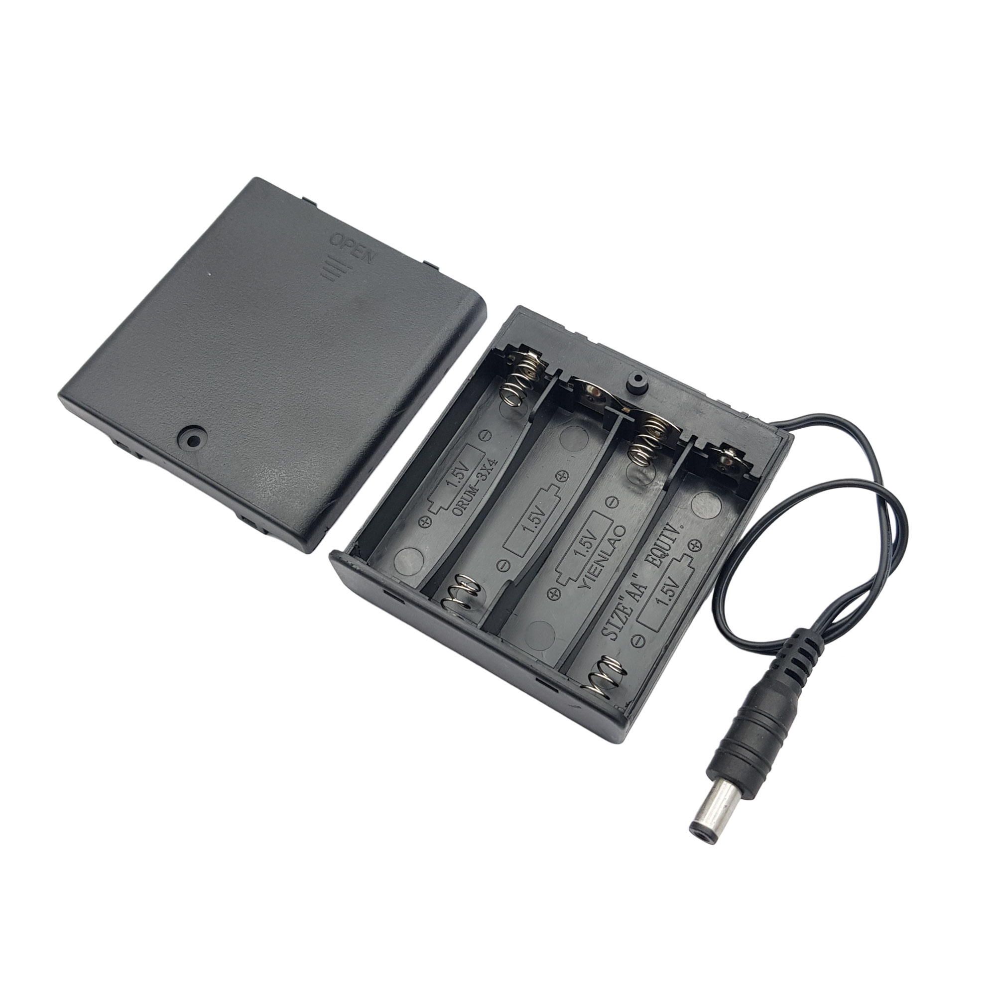 Hộp đế 4 pin AA có nắp và công tắc