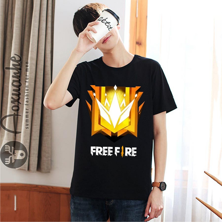 Áo Free Fire màu đen logo rank thách đấu