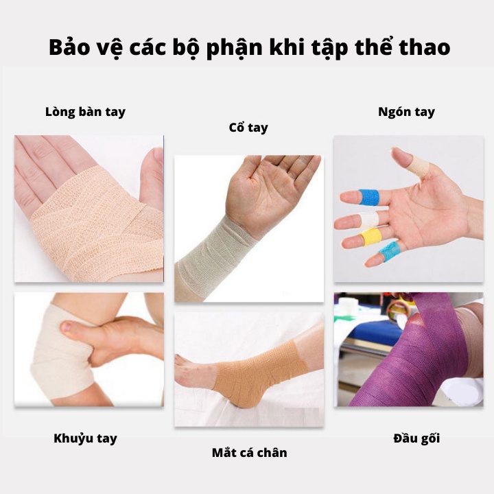 NEW Băng keo thể thao Giảm Bong Gân quấn cổ chân giày đá bóng tự dính, băng cuốn bó gối dán cơ thể thao cổ tay ngón tay