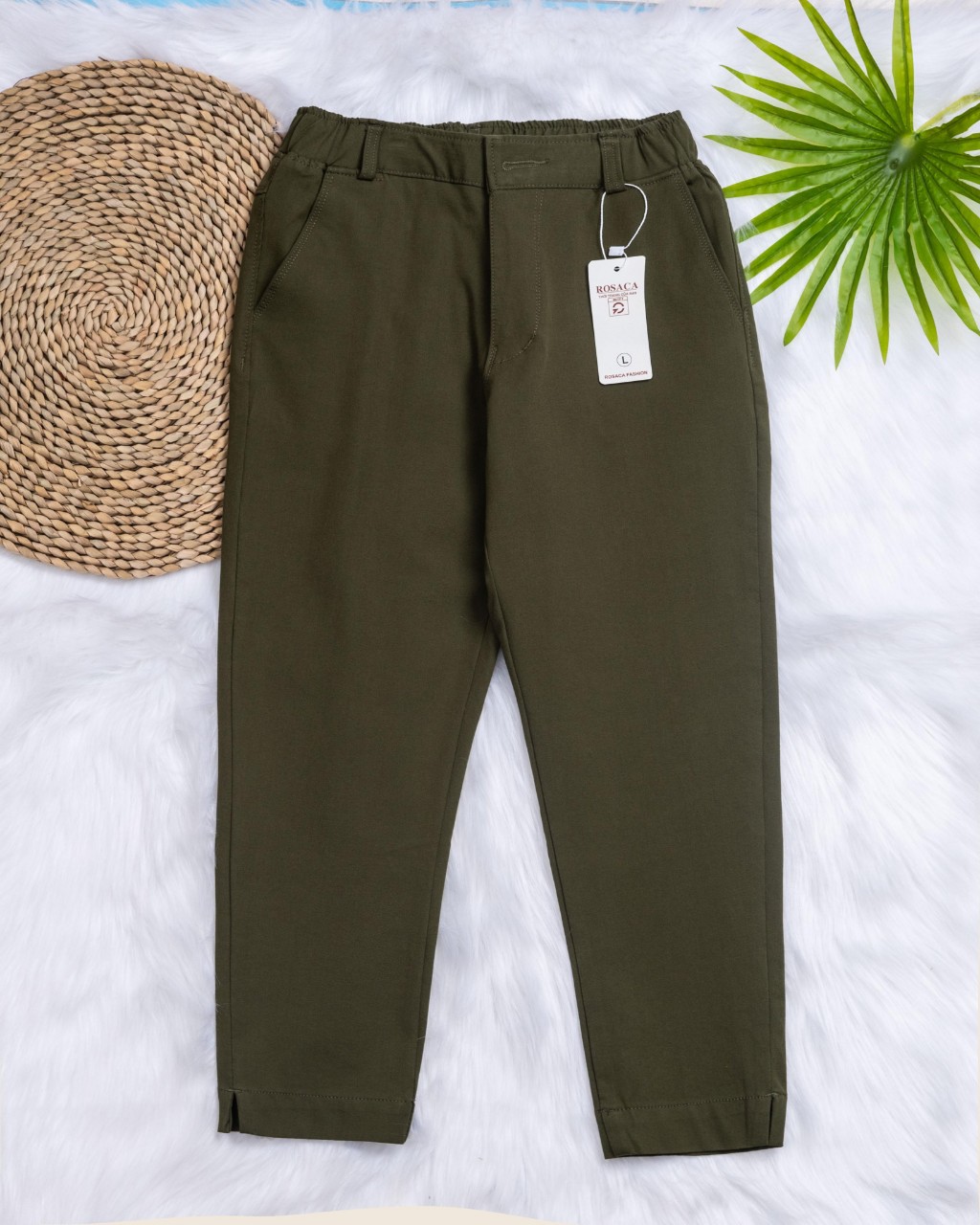 Quần 9 tấc Nữ Lưng Thun kaki Có Giãn