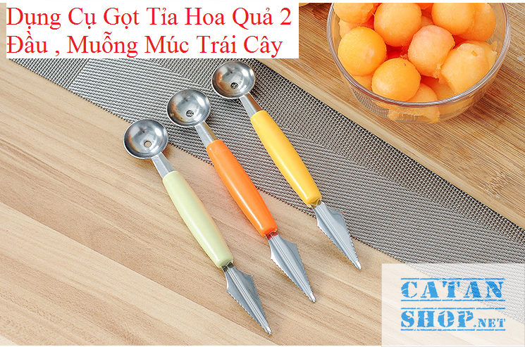 [HCM]Dụng cụ Gọt Tỉa Hoa Quả 2 Đầu  Muỗng Múc Trái Cây kem GD299-Muctraicay