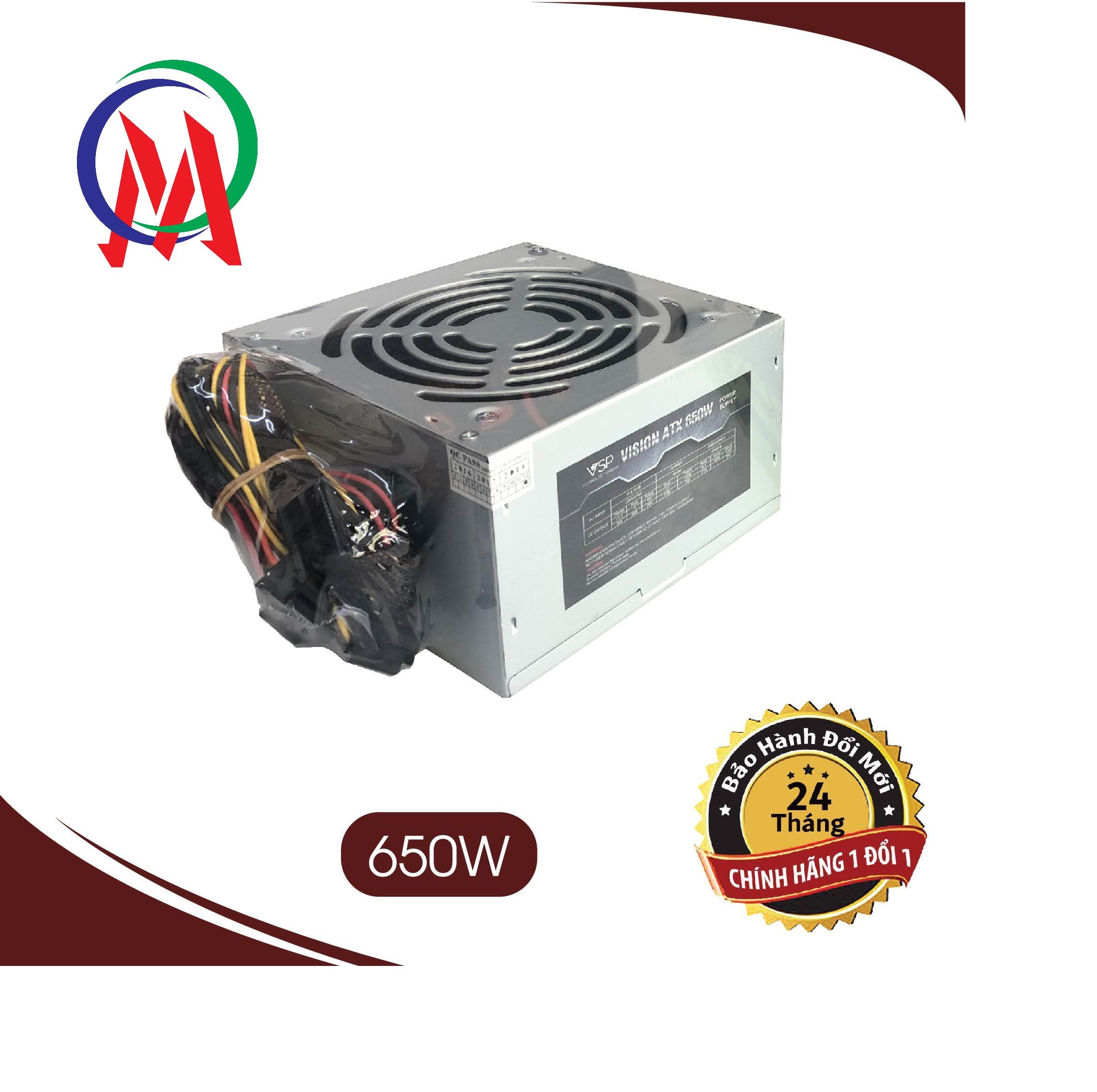 [BẢO HẢNH 36 THÁNG TẶNG KÈM DÂY NGUỒN] Nguồn VISION 650W fan 12cm sata  FULL BOX
