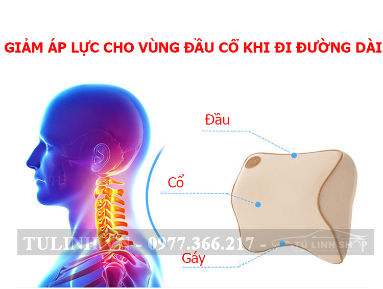 Gối tựa đầu và lưng cao su non cao cấp cho ô tô và ghế văn phòng chống gù lưng đau mỏi vai gáy