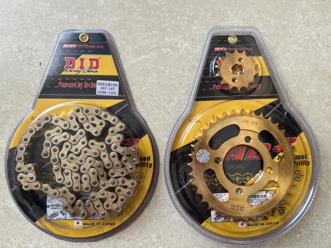 Nhông sên đĩa DID xe exciter135, ex150, Winner, Raider, Dream, Wave RS, Ju, Si Nhông xích cao cấp