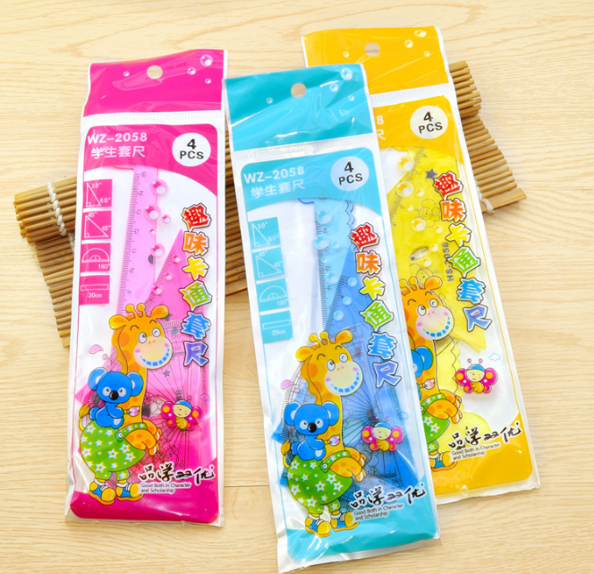 Bộ thước kẻ học sinh 4 món