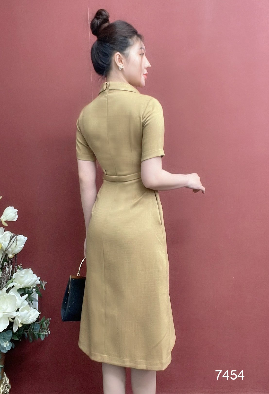 Đầm EMY EM7454 Đầm Xoè A Cổ Vest