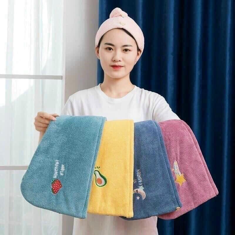 Khăn Bông Quấn Tóc - Mũ Tắm Trùm Đầu Làm Khô Tóc Cực Nhanh - KHĂN LAU ĐẦU SIÊU HÚT NƯỚC