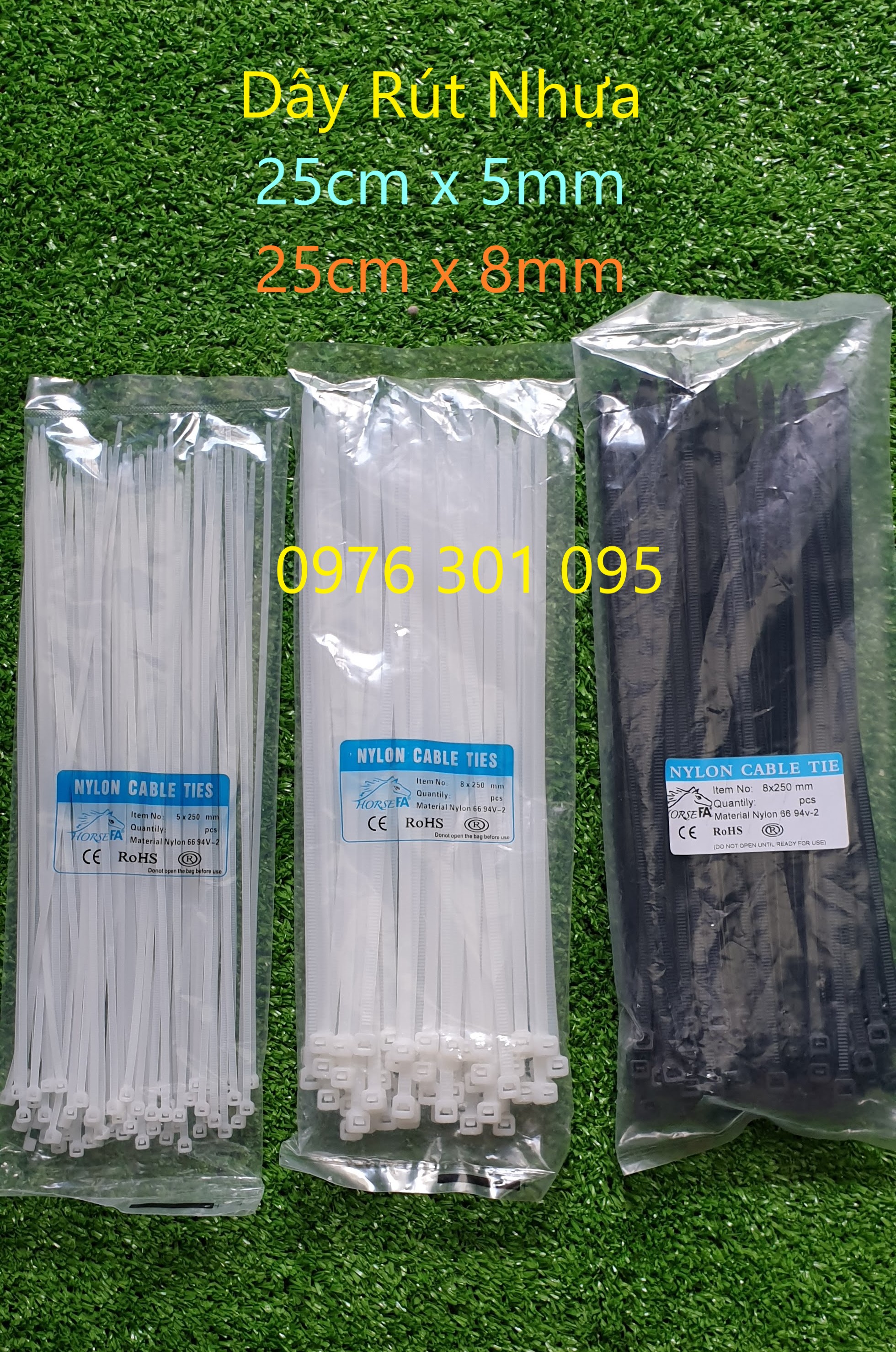 [COMBO 3 Túi ] DÂY RÚT NHỰA 2tấc5 x 5 li (25cm x 5mm)