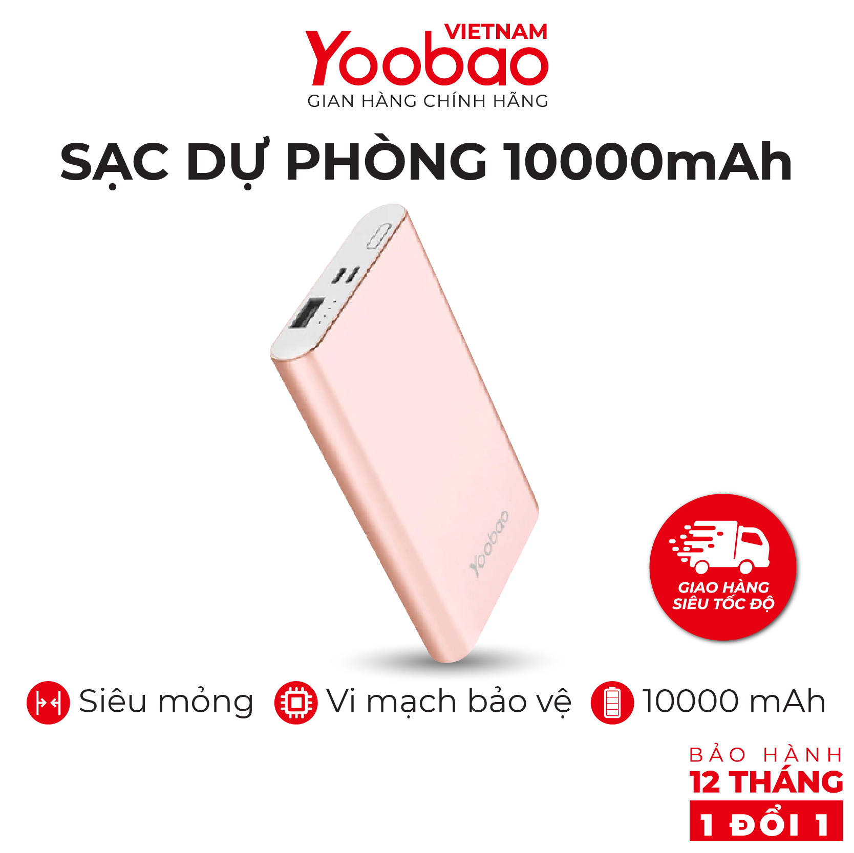 Sạc dự phòng Yoobao Polymer 10000mAh PL10 - Hãng phân...