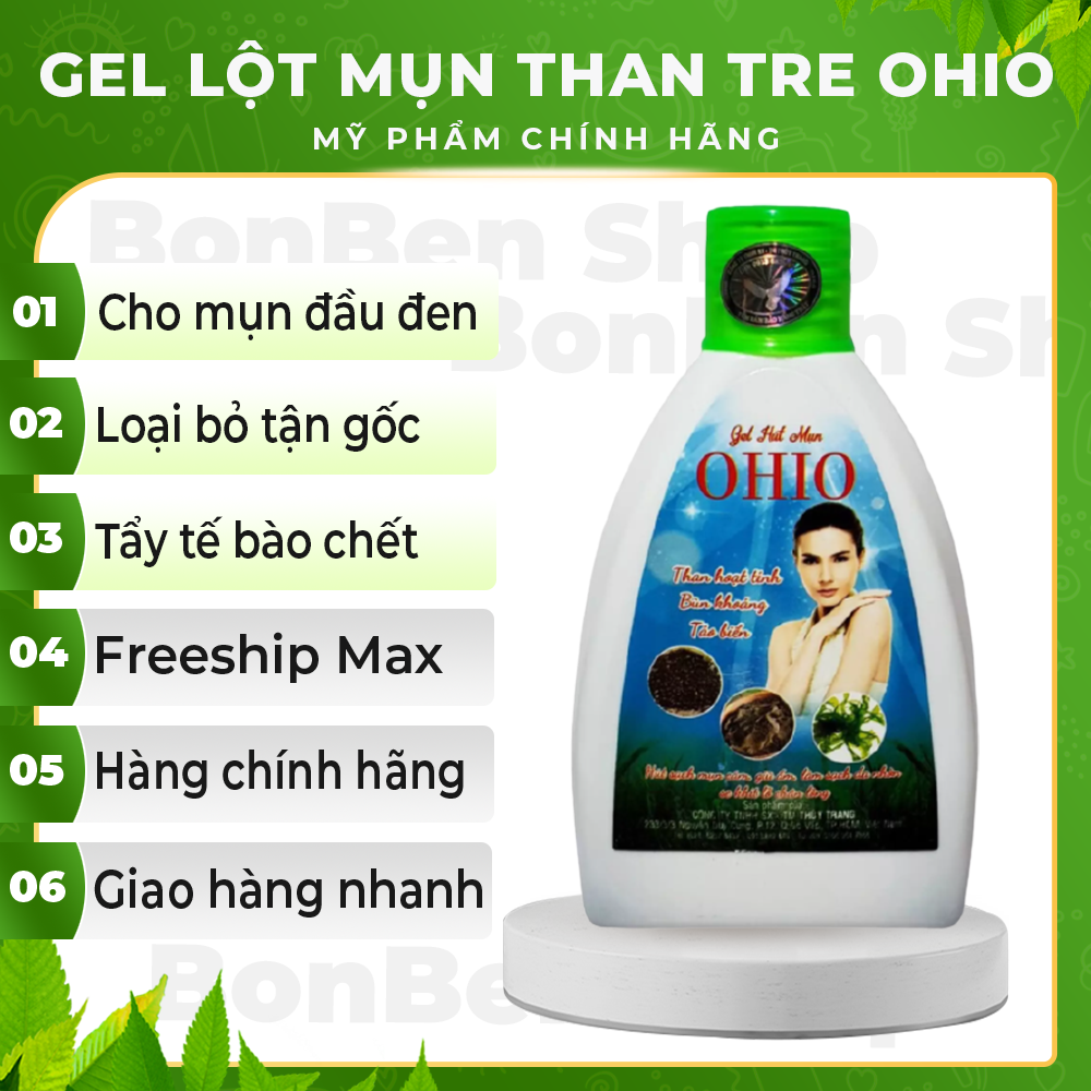 Gel lột mụn than tre ohio chai lớn 200ml