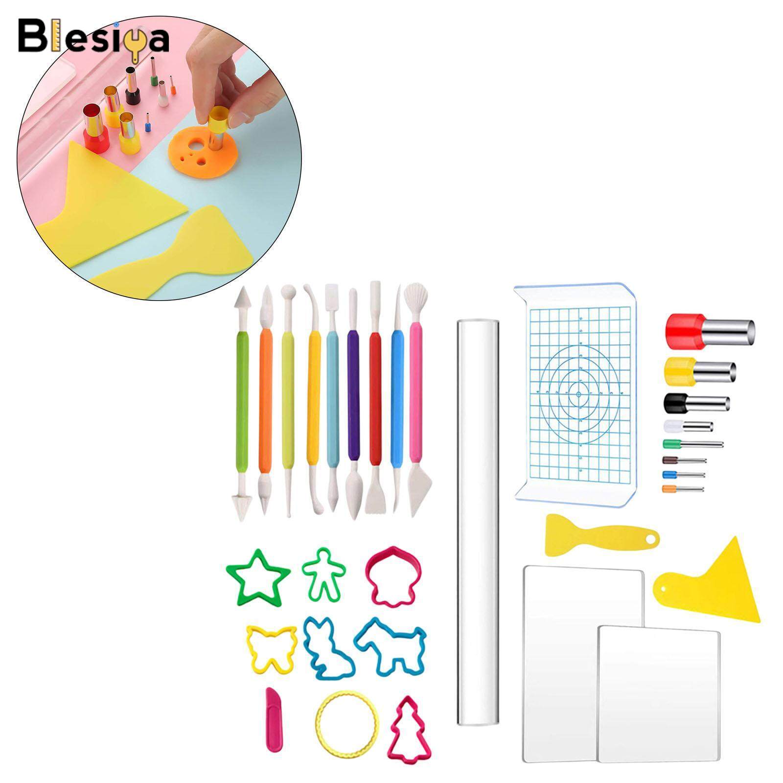 Blesiya 32x Clay Tools Kit Earring Cutters for DIY Jewelry Making Modeling Shaping