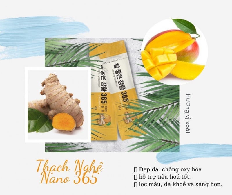 Thạch Nghệ Collagen Nano Curcumin Jelly 365 Vị Xoài Hàn Quốc