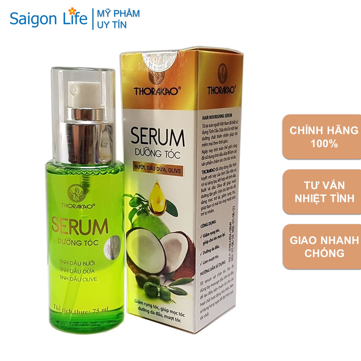 Serum dưỡng tóc Thorakao kích thích mọc tóc, nuôi dưỡng phục hồi tóc hư tổn 75ml