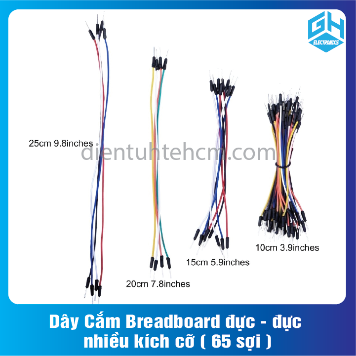 Dây Cắm Breadboard đực - đực nhiều kích cỡ 65 sợi