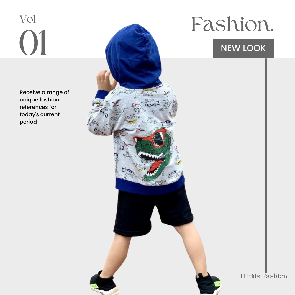 Áo khoác cho bé trai bé gái, áo khoác hoạt tiết hoạt hình khủng long dễ thương| FREESHIP MAX - JJ Kids Fashion