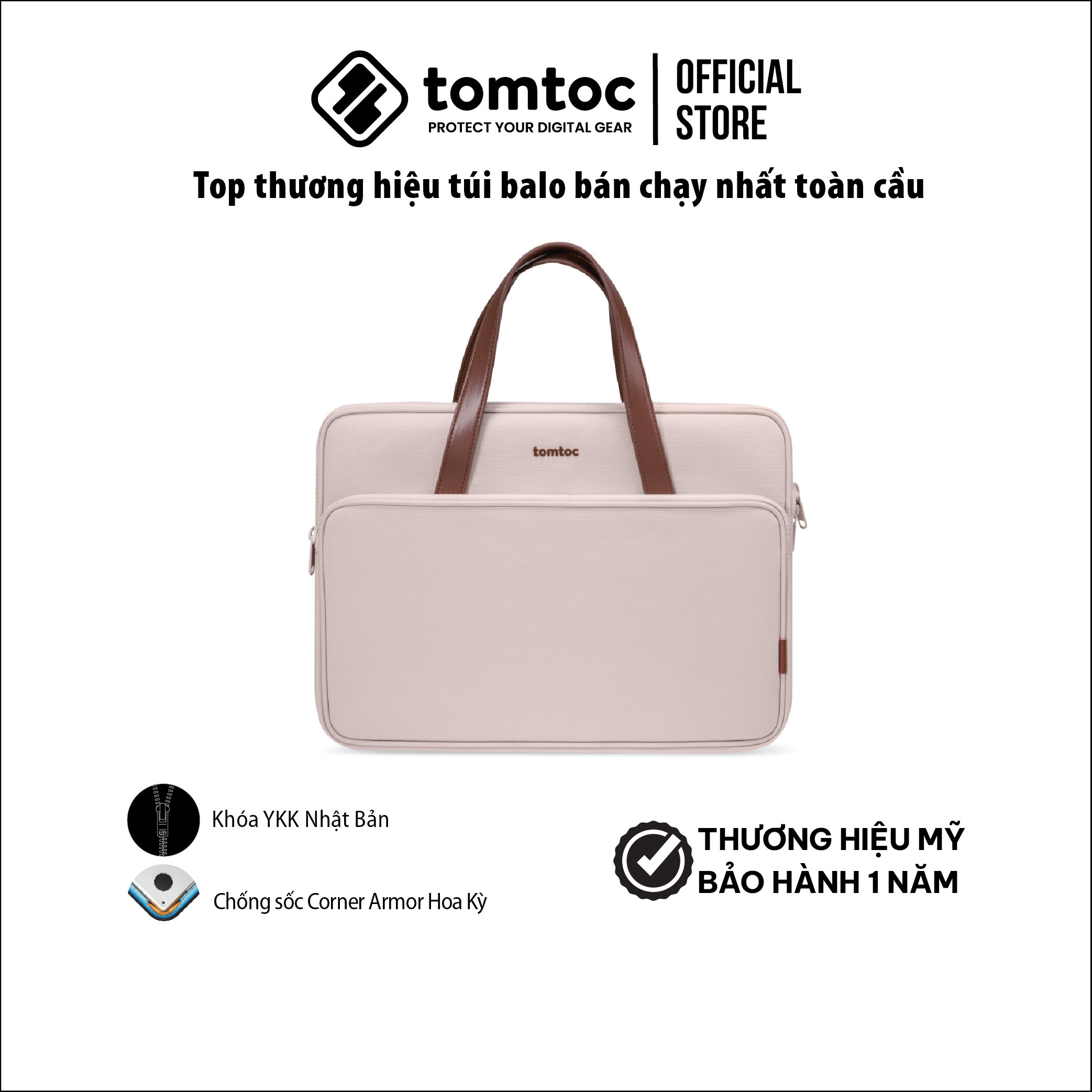 Túi xách Tomtoc Briefcase Premium cho Macbook 13inch/14inch, Ultrabook 13inch - Hàng chính hãng