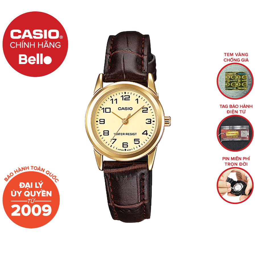 Đồng hồ Casio Nữ LTP-V001GL-9B chính hãng giá rẻ - Bảo hành 1 năm - Pin trọn đời