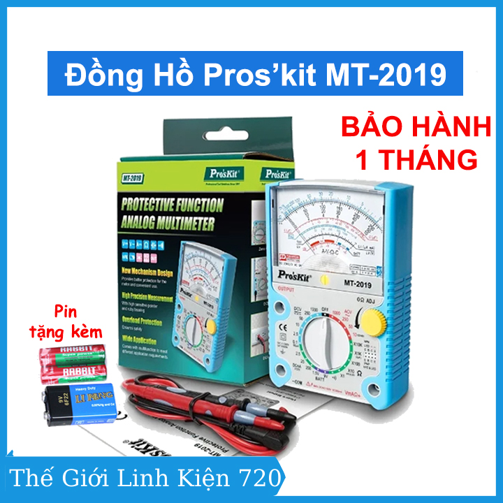 Đồng hồ đo điện tử vạn năng Proskit MT-2019 đo điện trở, điện áp, dòng điện đa năng
