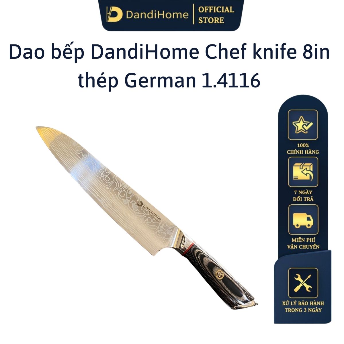 Dao nhà bếp thái đa năng DandiHome thép German 1.4116 cao cấp