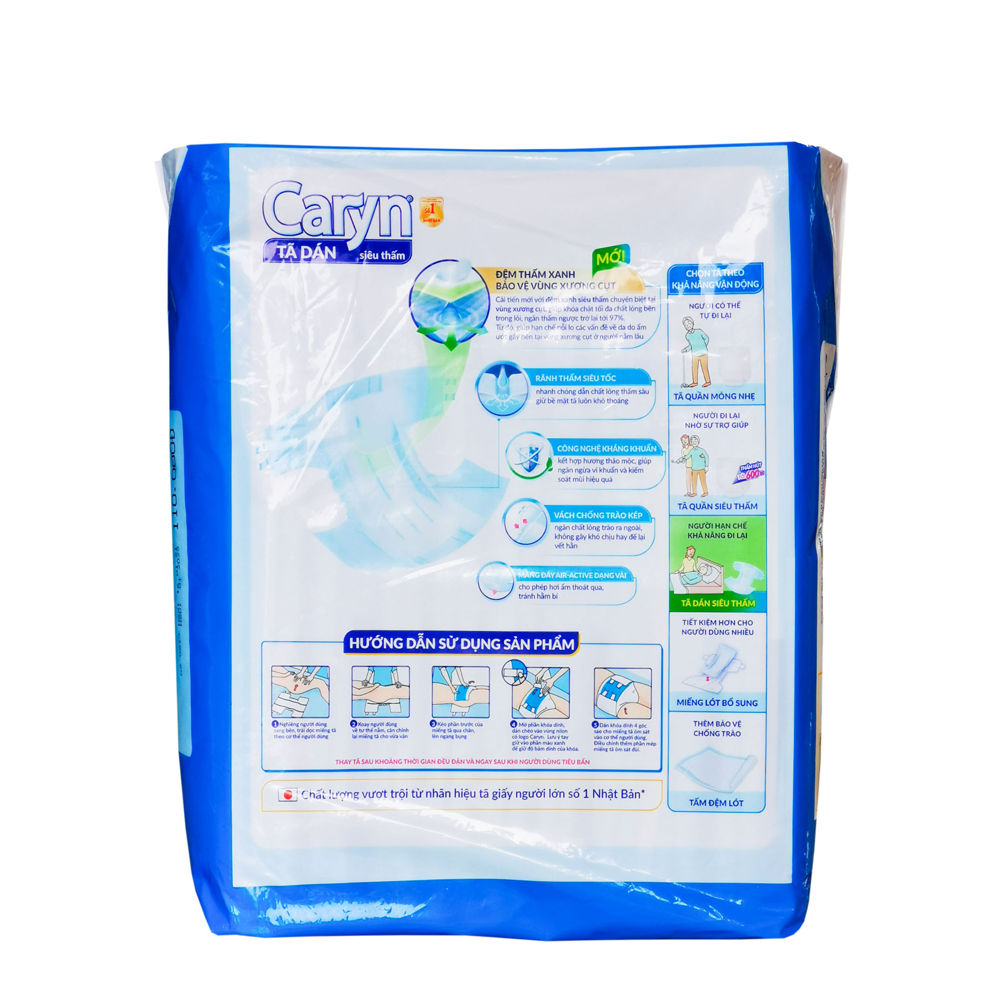 Tã Dán Siêu Thấm Caryn Size M10/L10/XL10