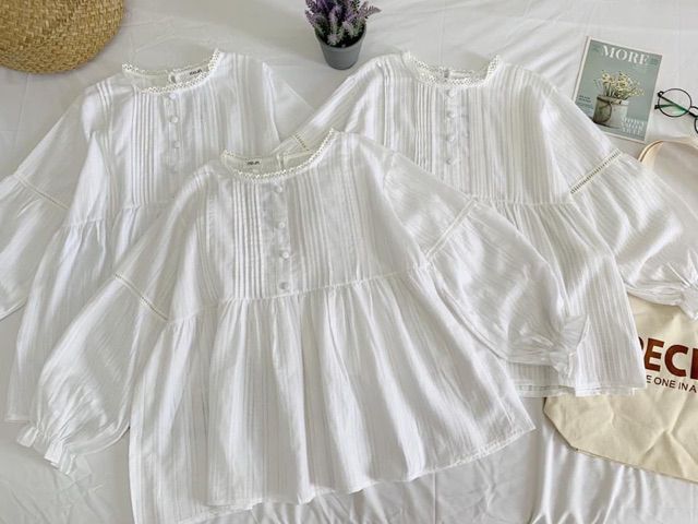 áo babydoll cúc bọc ảnh thật
