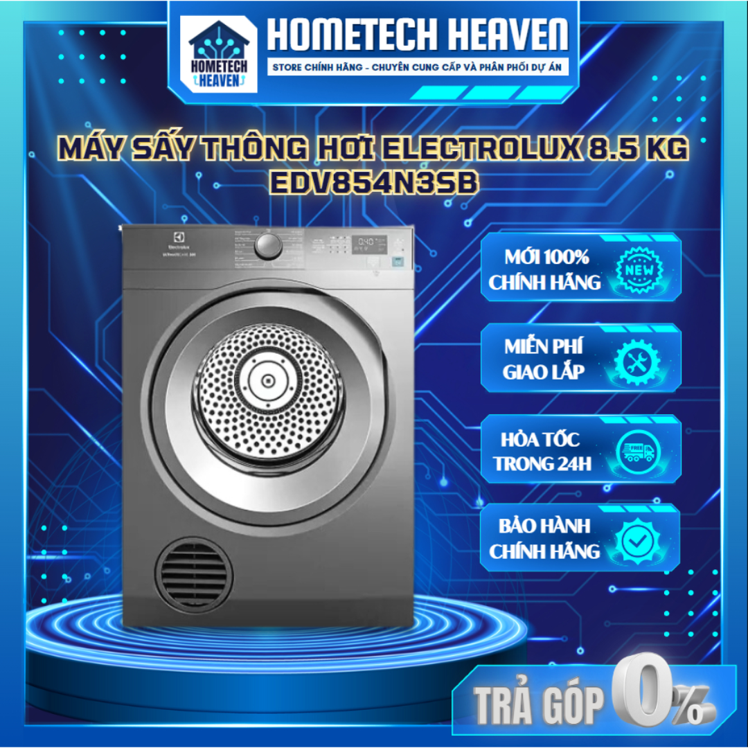Máy sấy thông hơi electrolux 8.5 kg edv854n3sb - hàng chính hãng