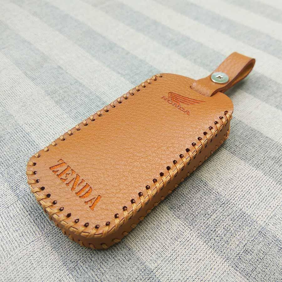 Bao da 3 nút dùng cho chìa khóa smartkey xe máy Honda (Nâu)