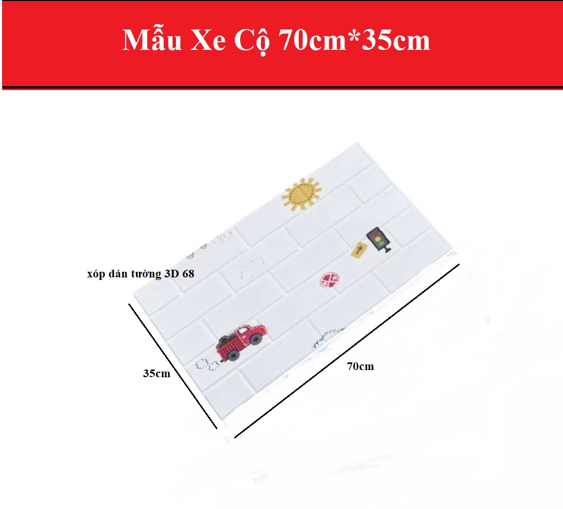 Xốp dán tường hoạt hình 3d, siêu dễ thương, kích thước 70x77 cm