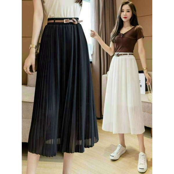 CHân váy xếp ly nữ dài qua gối