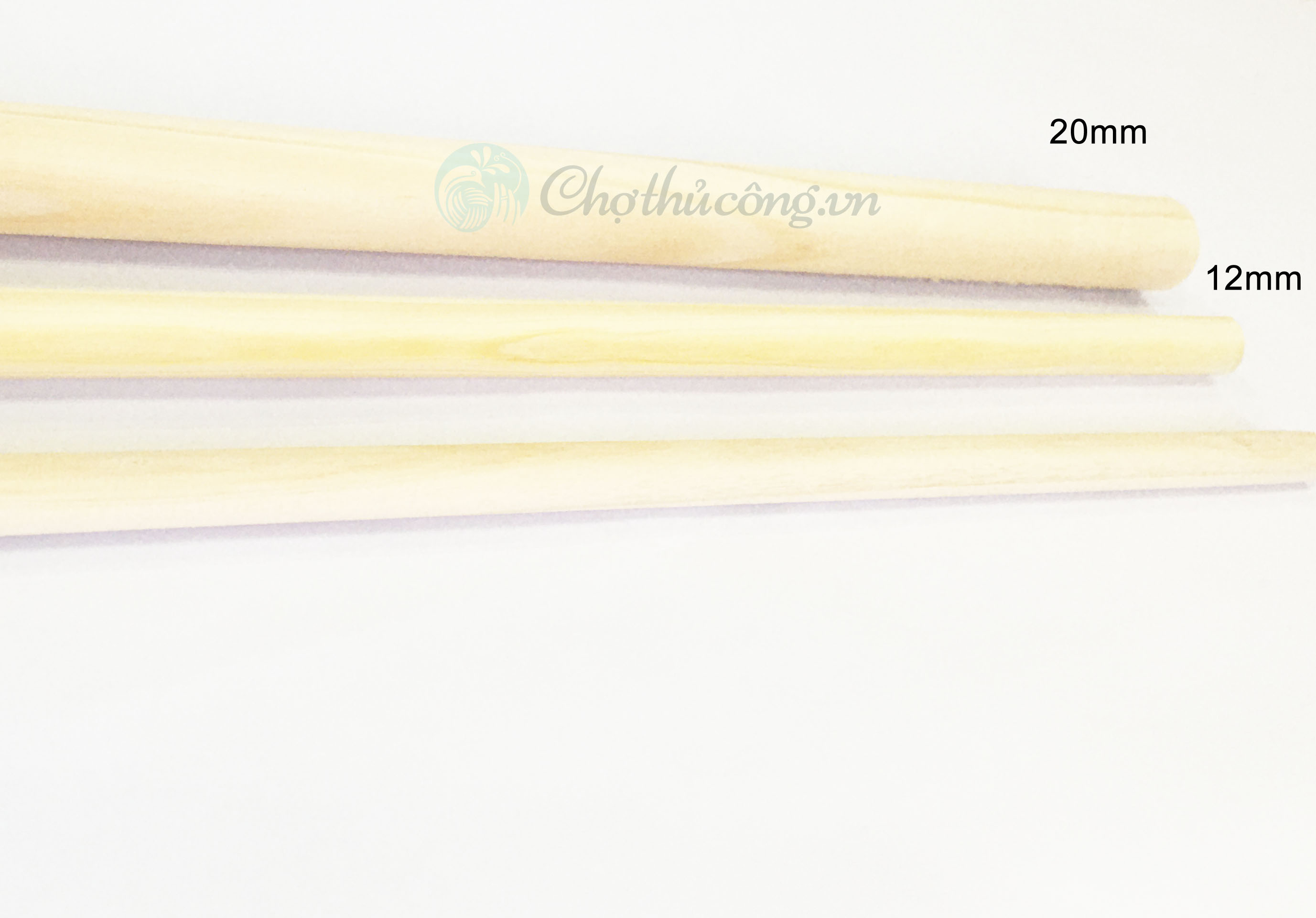 Combo 5 pine wood round sticks size 1.2cm x 60cm