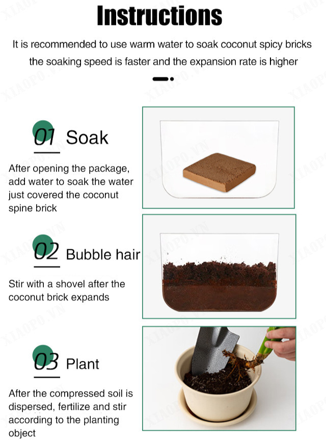 【1/2PCS】Green plant nutrient soil [organic natural coconut brick]