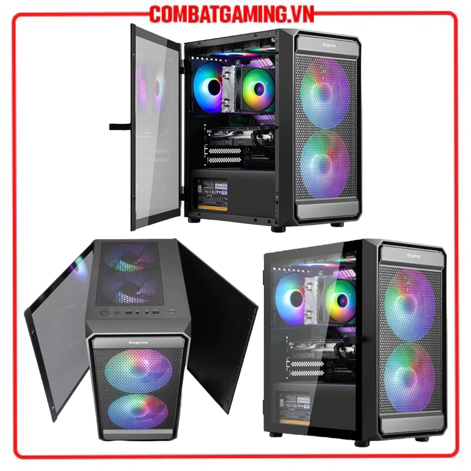 Case Segotep Artist 2F Black/White/Pink (Sẵn 2 Fan RGB)