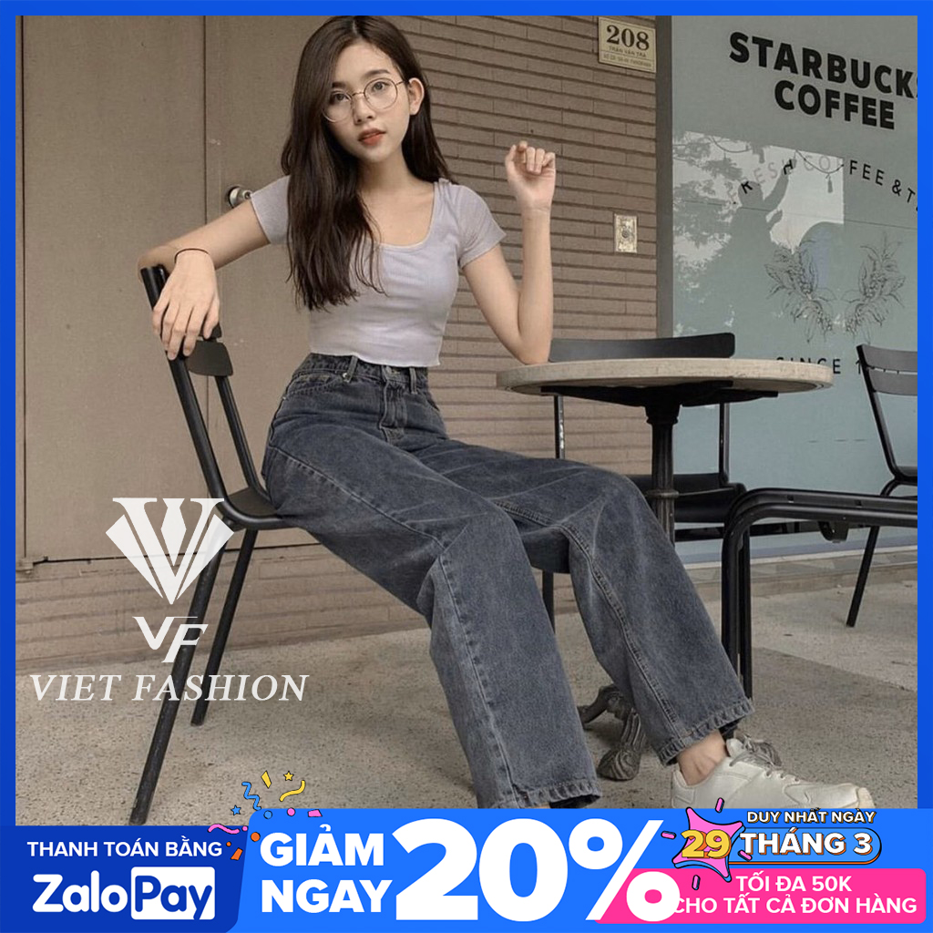 QUẦN JEANS NỮ ỐNG SUÔNG RỘNG MÀU XÁM KHÓI HOT TREND HÀNG QUẢNG CHÂU CAO CẤP GIÁ RẺ - ÁO THUN TRƠN SIZE 9-12MONTHS/6-9MONTHS HOẶC TƯƠNG ĐƯƠNG.