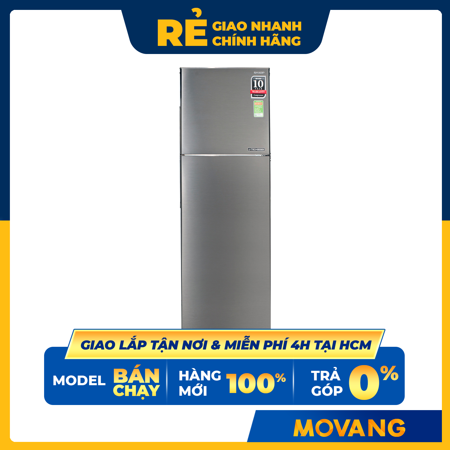 [GIAO TẠI HCM] - Tủ lạnh Sharp Inverter 253 lít SJ-X282AE-SL