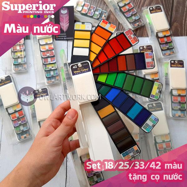 [HCM]Màu Nước Dạng Nén Superior – Set 25 màu