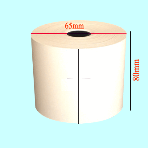 10 Cuộn Giấy K80 Phi 65 Dùng Cho Máy In Nhiệt (K80x65 mm)