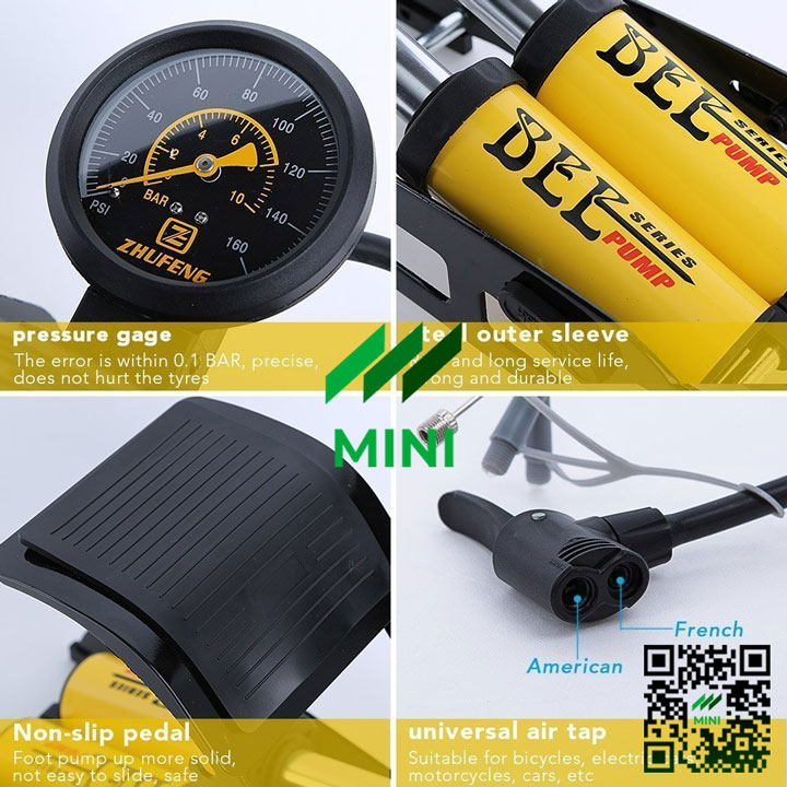Bơm hơi (Ống bơm) BEE J44B-01 đạp chân 2 xi lanh