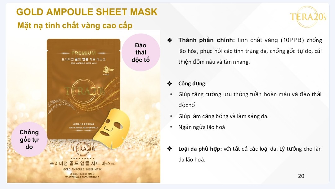 Mặt nạ tinh chất Vàng cao cấp TERA20's