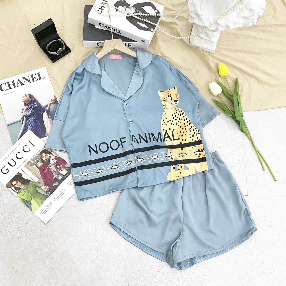 BỘ NGỦ PYJAMA ĐÙI DƠI LỤA IN HÌNH 3D SIÊU ĐẸP (NHIỀU MẪU)
