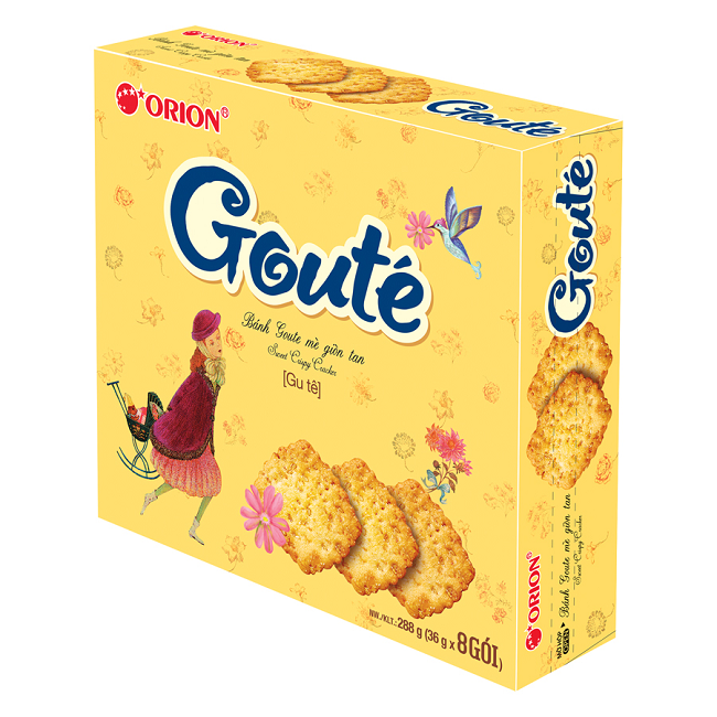 Bánh Quy giòn Gouté Orion vị mè, vị hạt dinh dưỡng (hộp 8 gói)