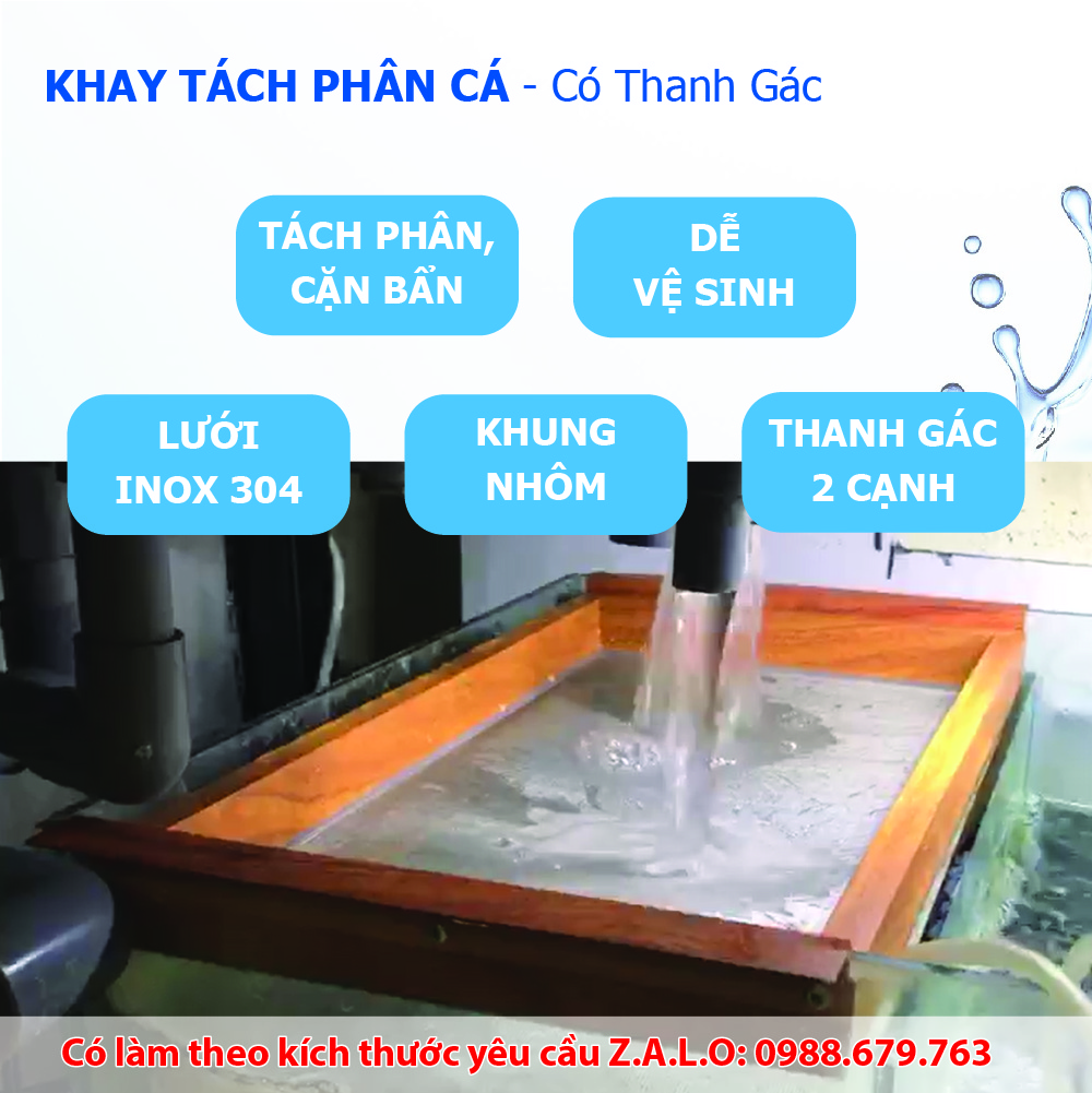 (20cm x 15cm) - Khay tách phân cá - Lưới lọc inox 304