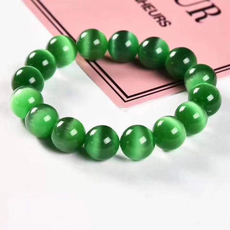[HCM]Vòng tay trang sức đá opal mắt mèo xanh lá Đeo may mắn