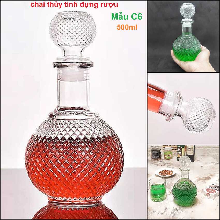 Glass bottle 500ML – GROUND Shape DIAMOND design  – 1 bottle – C6 pattern