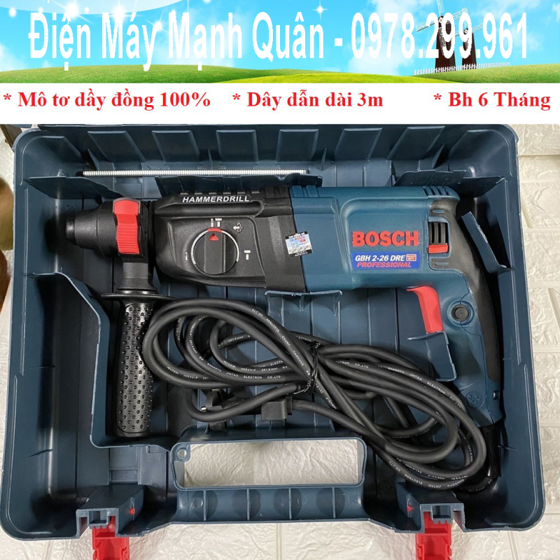 MÁY KHOAN BÊ TÔNG GÀI BOSCH 2-26DRE - 3 Chức Năng - Cam Kết Dây Đồng100%