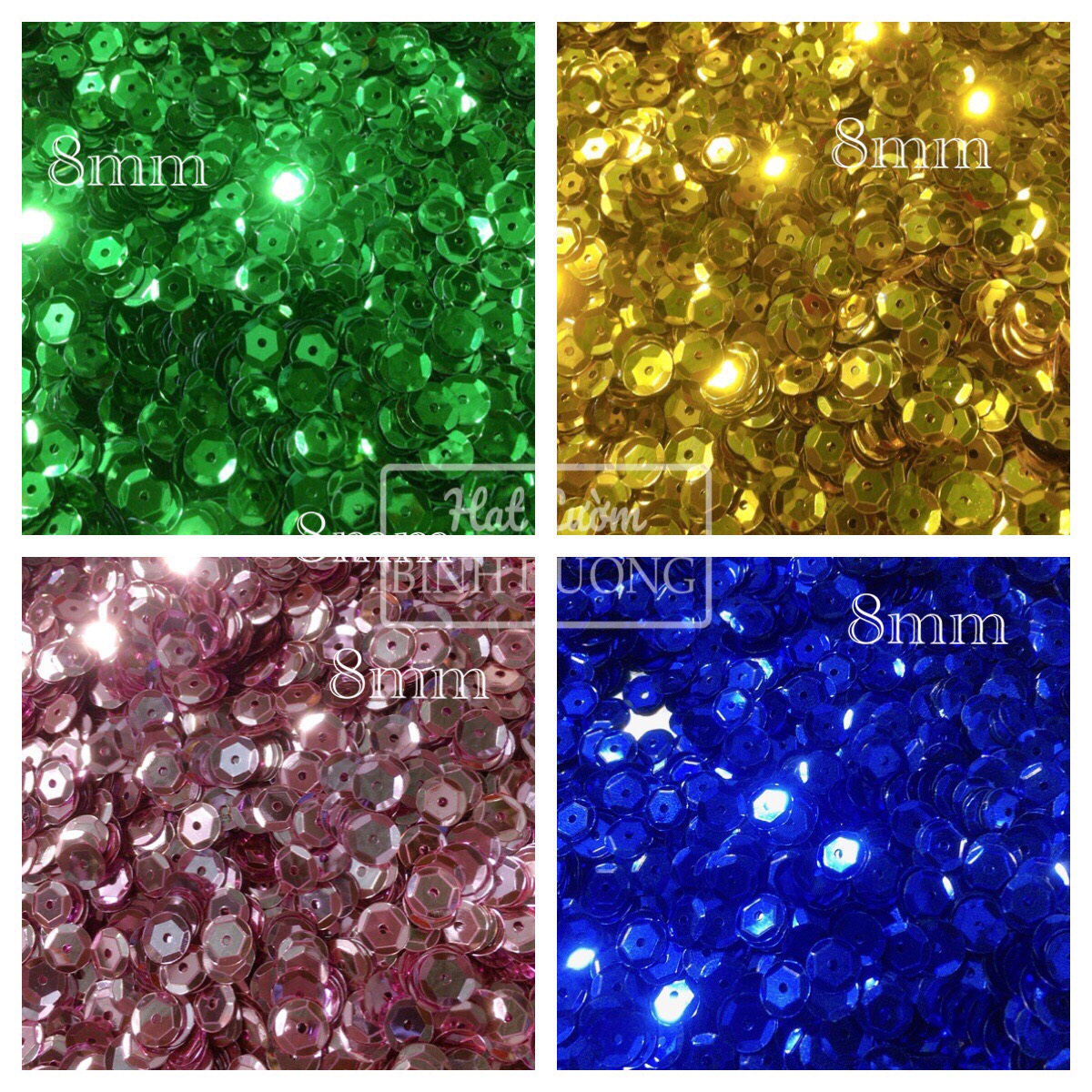 Gói 100gram kim sa(Sequin) thiếc lõm 8mm trang trí áo váy handmade