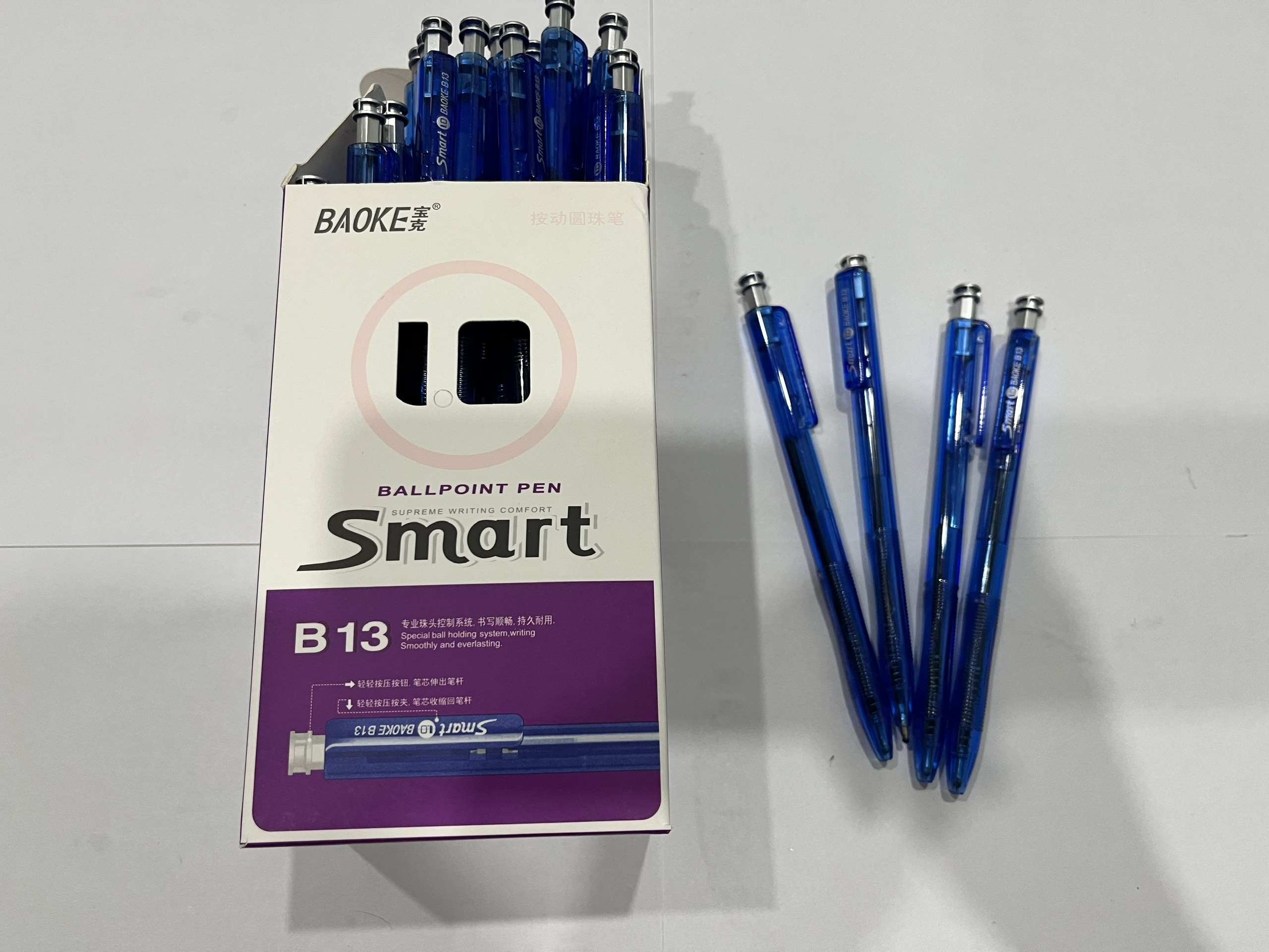 [ CHÍNH HÃNG ] Bút Baoke  Smatt B13 1.0 mm ( Hộp 48 cây ) - Màu Xanh