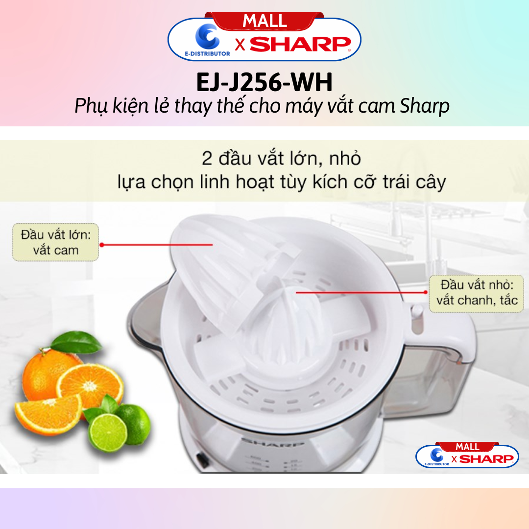 Phụ kiện máy vắt cam Sharp EJ-J256-WH (đầu vắt, khay lọc, ca chứa..) - Hàng chính hãng